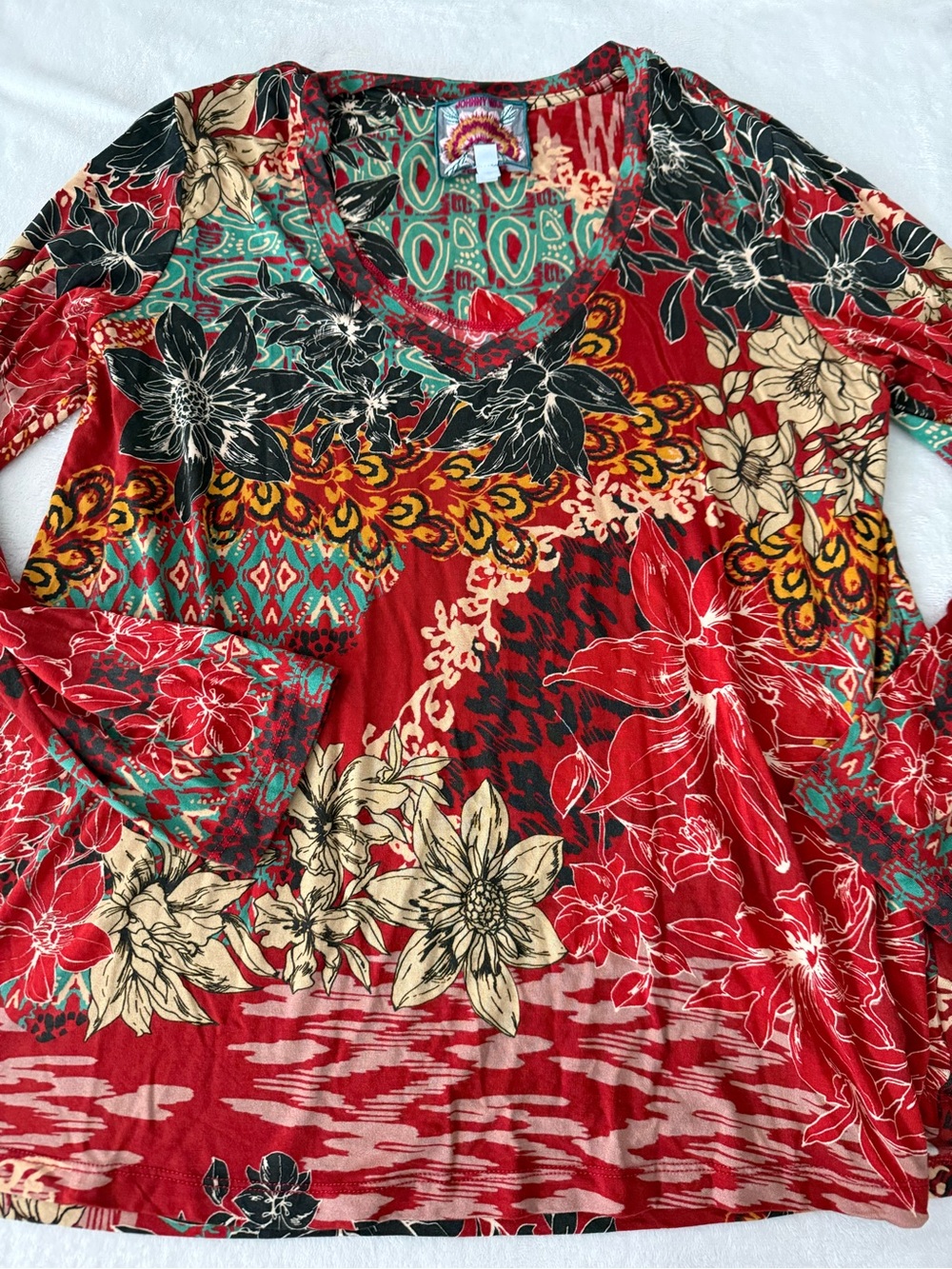 Johnny Was Women’s Long Sleeve Colorful Top Size Large D80